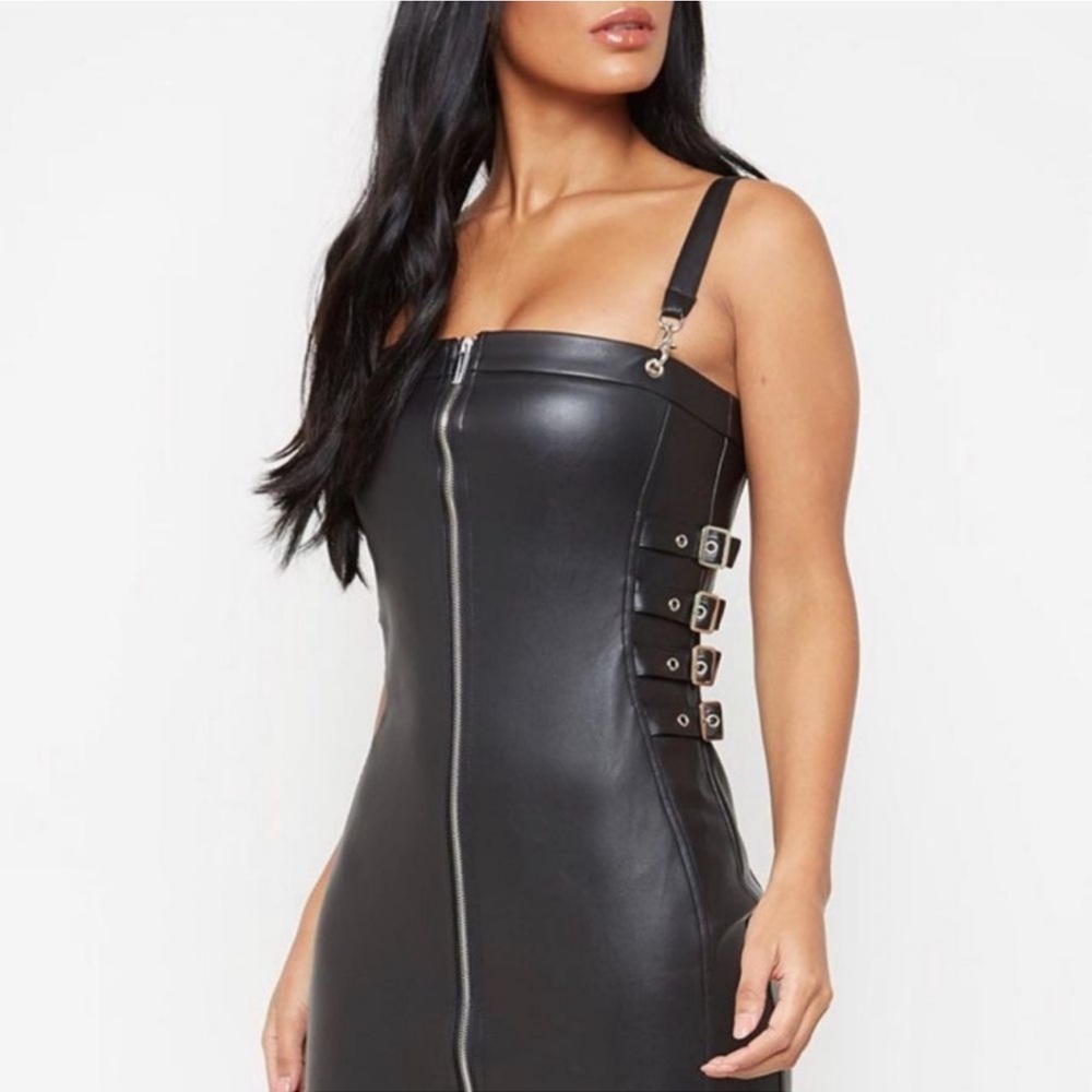 Black Leather Maniere De Voir Leather Dress